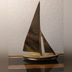 Elegant Brass Sailboat Sculpture